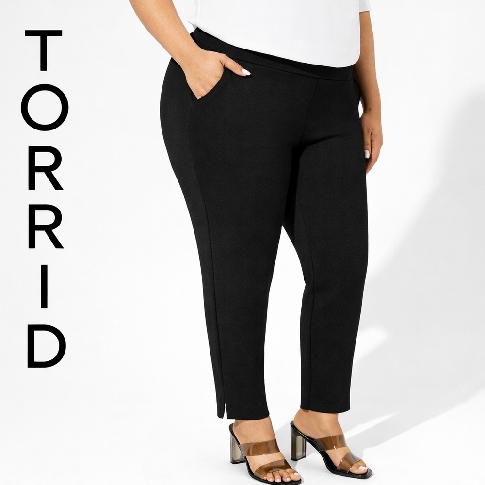 Torrid Black Ponte Stretch Knit Tapered Leg Pull-on Pants